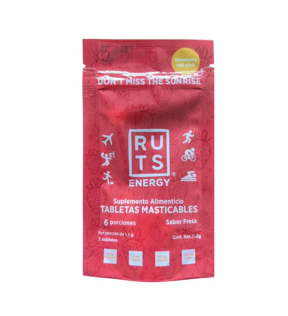 RUTS ENERGY TABLETAS MASTICABLES SABOR FRESA 6 PORCIONES