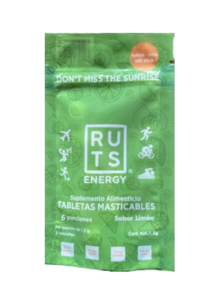 RUTS ENERGY TABLETAS MASTICABLES SABOR LIMON 6 PORCIONES