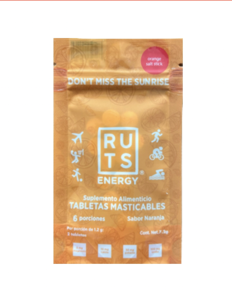 RUTS ENERGY TABLETAS MASTICABLES SABOR NARANJA 6 PORCIONES