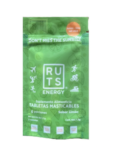 [001969] RUTS ENERGY TABLETAS MASTICABLES SABOR LIMON 6 PORCIONES